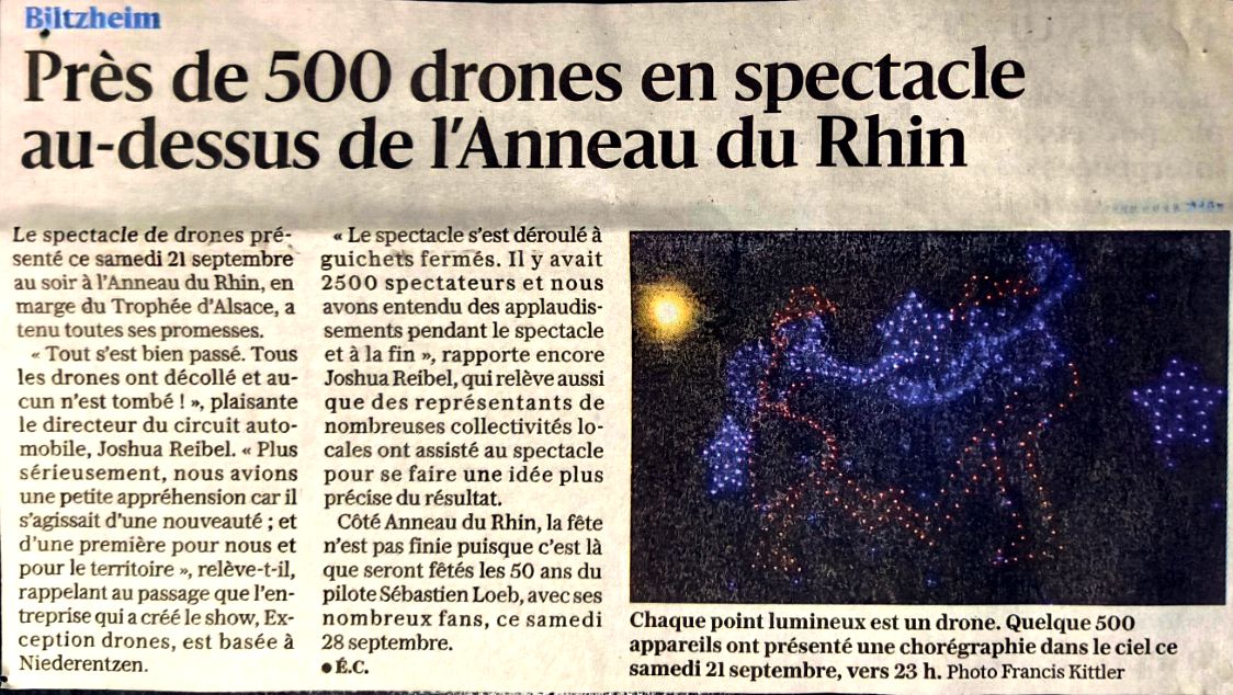 500 drones dans le ciel à l'anneau du Rhin Bilztheim